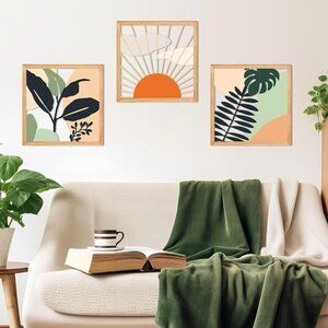 3‎ pc Boho Wooden Wall Decor Living Room Wall Art Bohemian Hanging Artwork